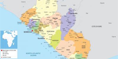 Mapa de dibujar el mapa político de Liberia