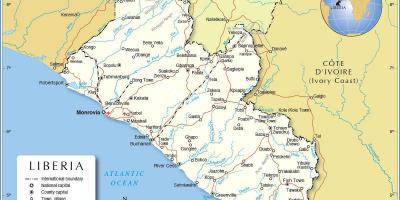 Mapa de Liberia, áfrica occidental