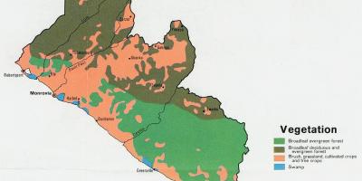 Mapa de mapa de vegetación de Liberia