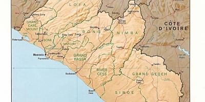 Dibujar el mapa en relieve de Liberia