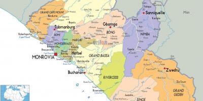 El mapa político de Liberia