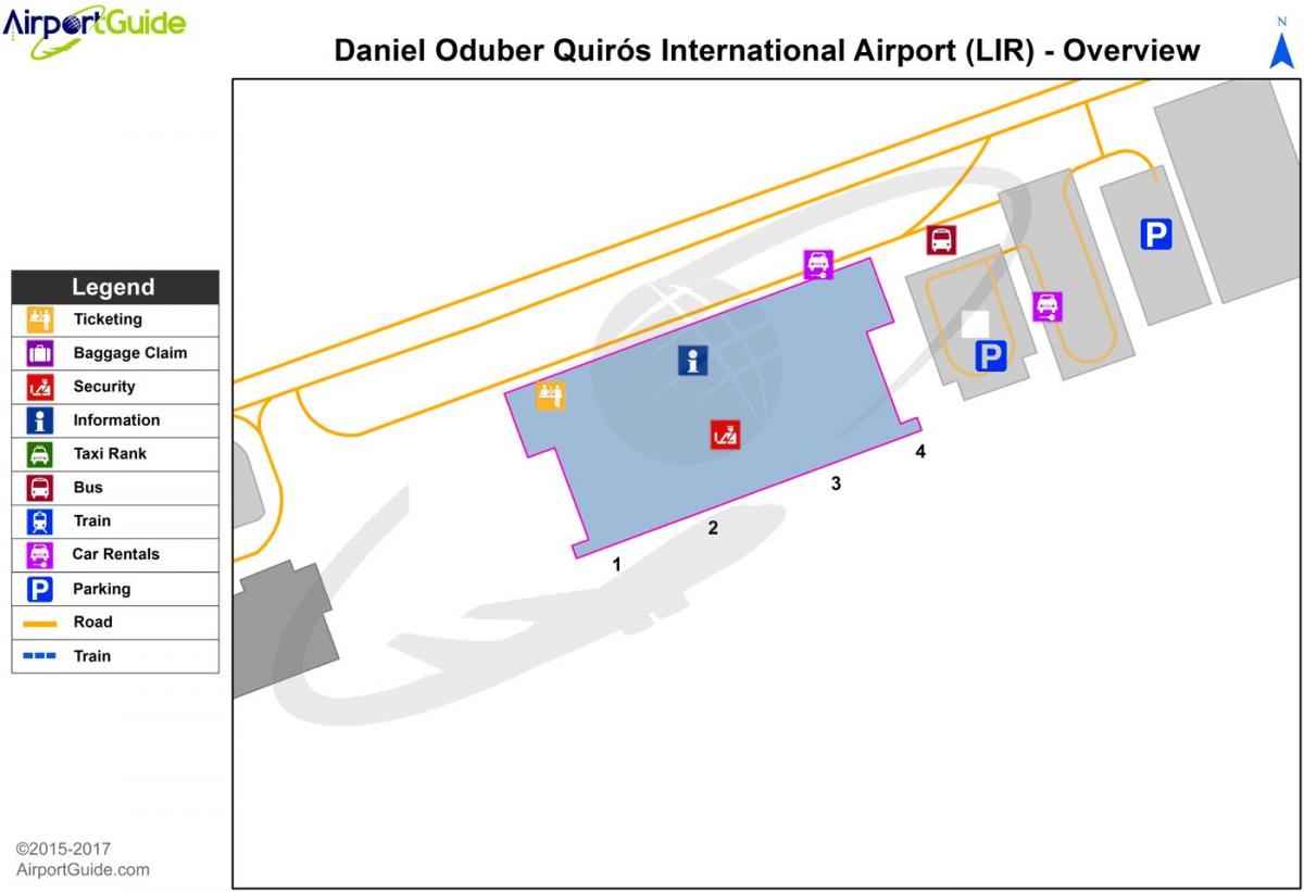 mapa de la terminal del aeropuerto de Liberia